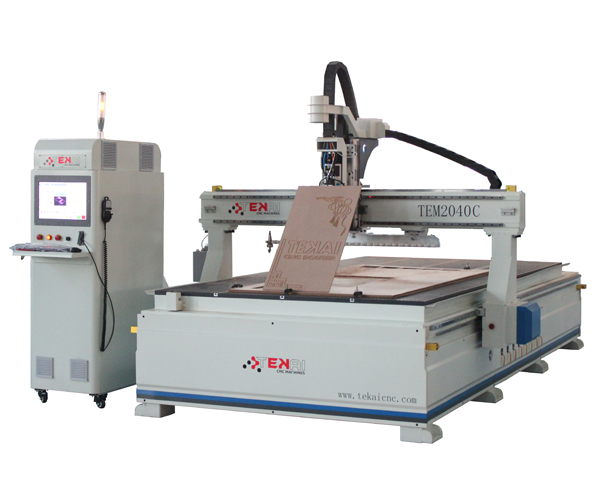 Enrutador CNC para carpintería TEM2040C ATC, máquina de corte e gravado con cambiador automático de 14 ferramentas con 2000x4000mm