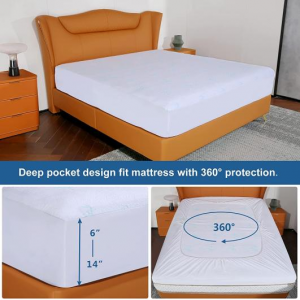 Funda de cama de sábana bajera transpirable con banda elástica, peto profundo ajustado - Protector de colchón impermeable sen vinilo