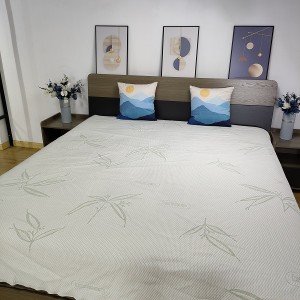 Pëlhurë e thurur për dyshek jeshil natyral 100% bambu/poliester KOLEGJI I RI