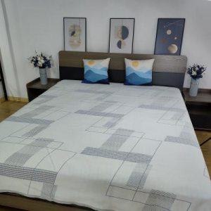 % 100 polyester eğrilmiş iplik geometrik yatak örme kumaş yastık kılıfı