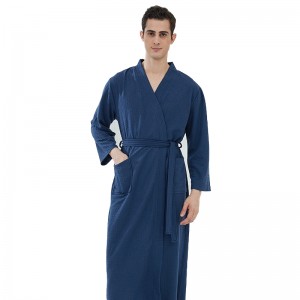 Waffle bathrobe sauna aṣọ tara tinrin nightgown gun tọkọtaya ile iṣẹ hotẹẹli bathrobe T3