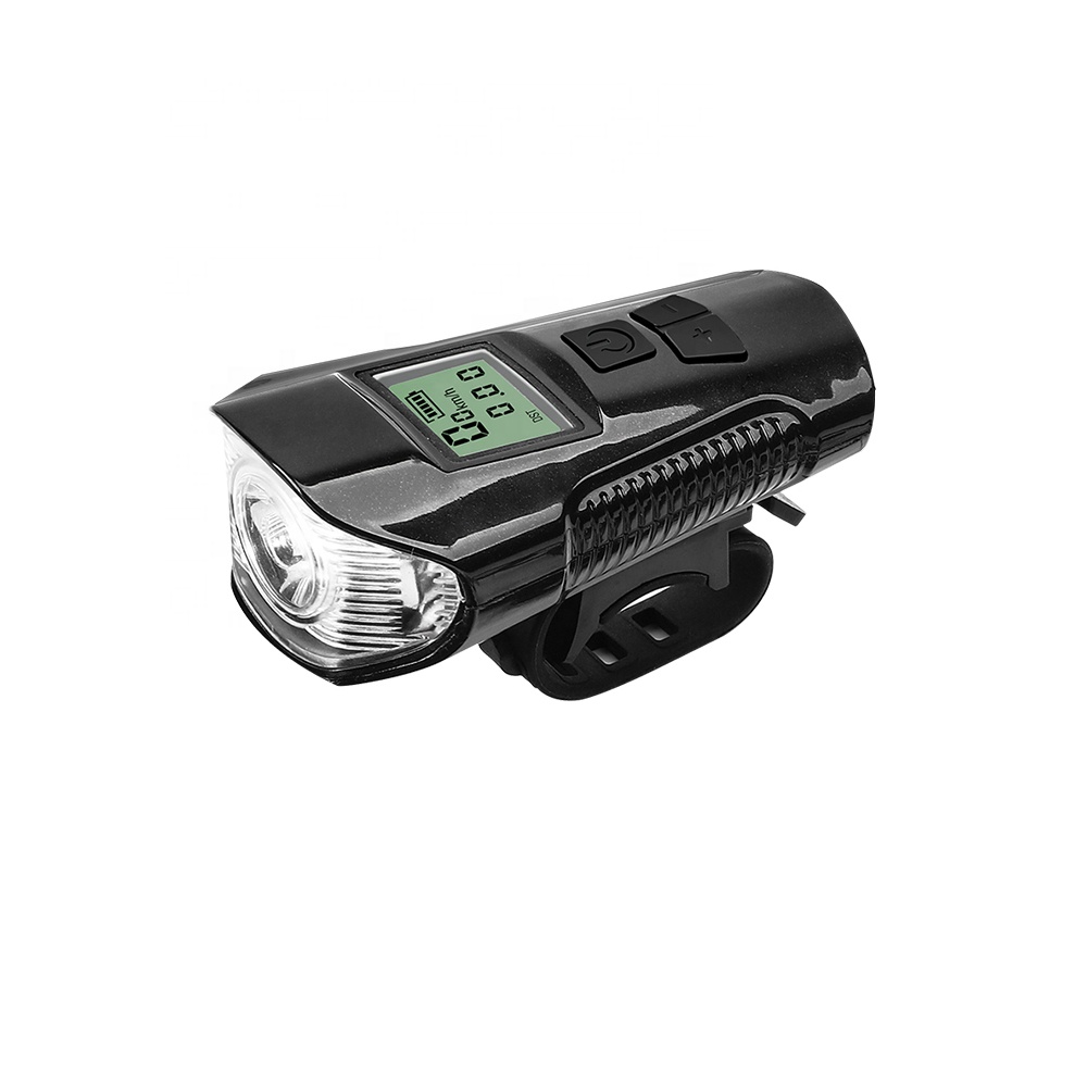 Accessoires de vélo 3 en 1 phares de vélo de montagne charge USB indicateur de puissance vélo LED feu avant avec compteur de vitesse et klaxon B242