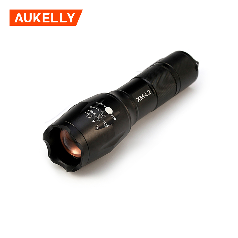 Aukelly Tactical switch easy carry T6 tactical aluminum led flashlight usb rechargeable flashlight