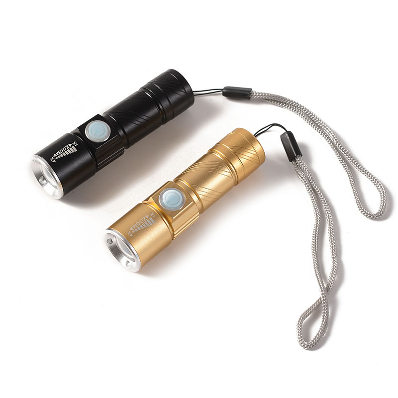 Mini Led torch Zoomable USB Rechargeable emergency tiny power style flashlight