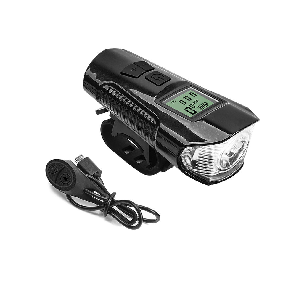 USB uppladdningsbart säkerhetsstyreljus Cykling Framlampa Stoppur Vattentät cykelstrålkastare med dator Elektriskt horn B242