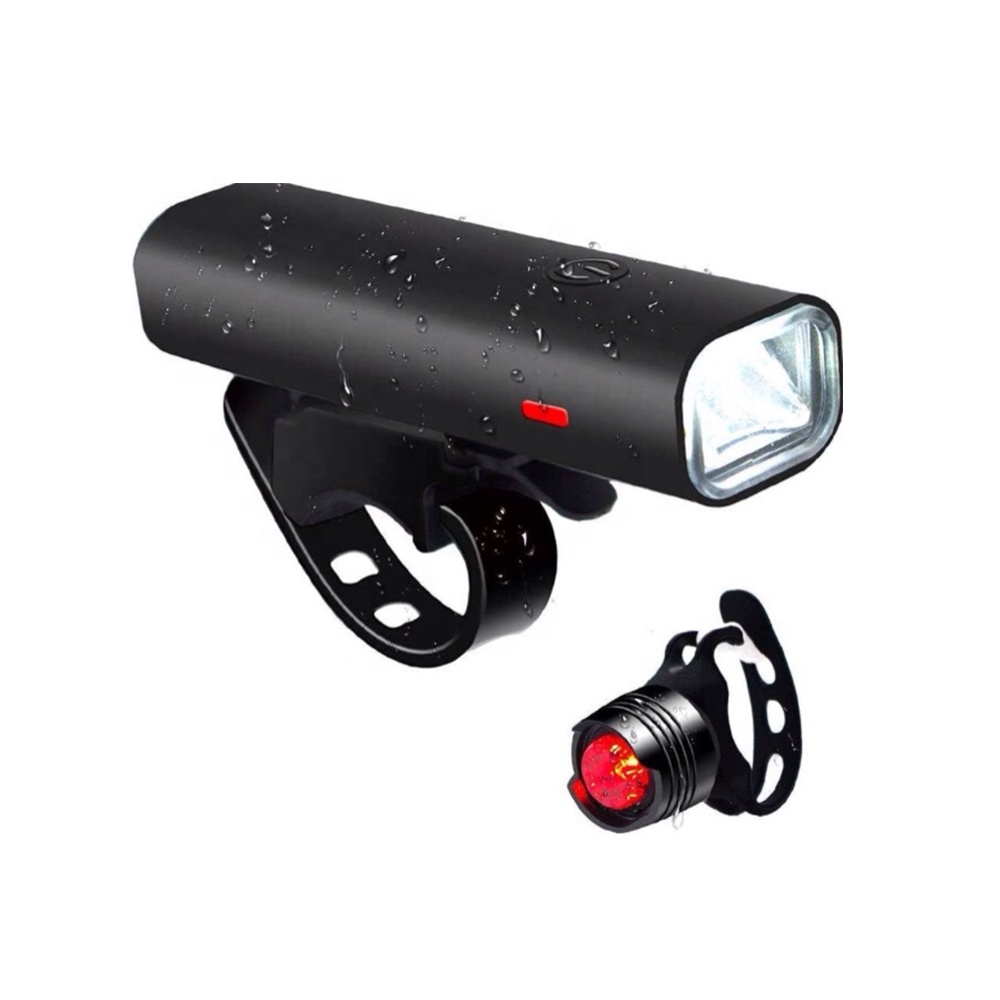 Անջրանցիկ պրոֆեսիոնալ USB վերալիցքավորվող հեծանիվների ջահերի հավաքածու MTB LED առջևի լամպի հետևի լույսի հավաքածու Հետևի հեծանիվի գլխի լույս B253