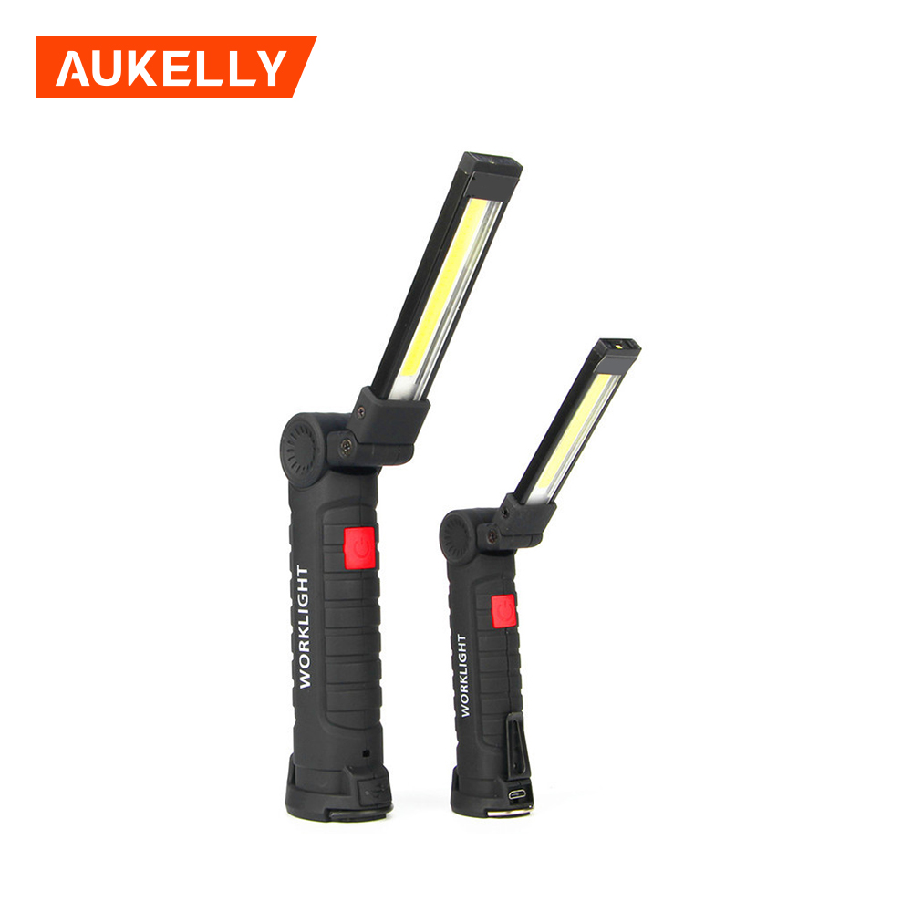 Aukelly Usb tongkol mudah alih membawa lampu sorot lampu gantung magnetik bergetah abs plastik tongkol lampu kerja WL5