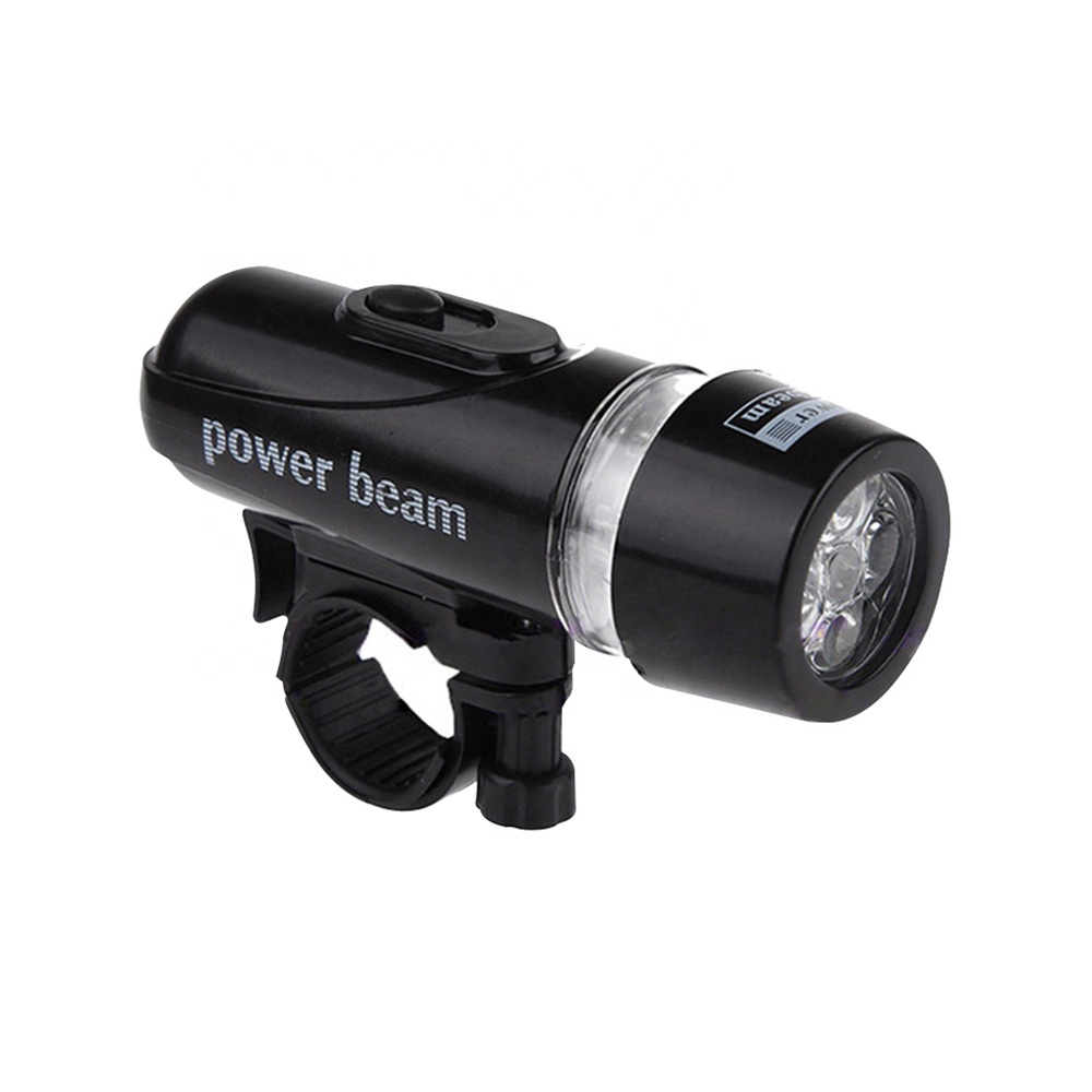 Bicycle Accessories 5 LED Power Beam Black Front Light Head Light Torch Lamp Battery Waterproof Cycling Safe Bicycle Lights B5