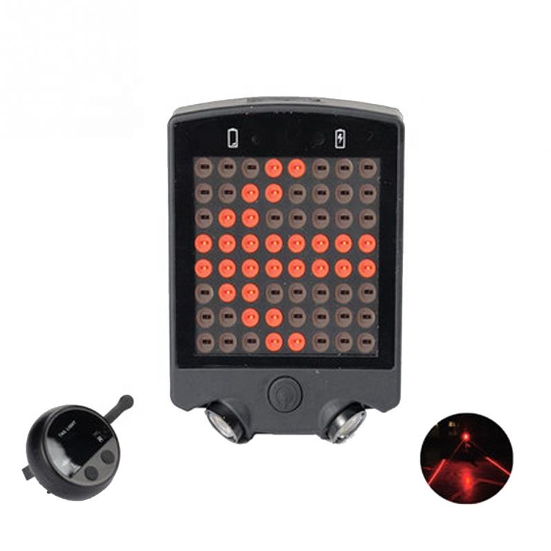 64 LED Wireless Remote Laser Bicycle Rear Light Direction Indicator USB Charging Turn Signals Safety Warning Bike Tail Light B20