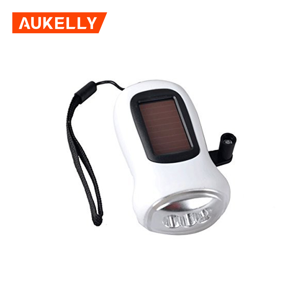 Aukelly Energy Save Hand Crank 3 LED Dynamo Flashlight 2 solar portable flashlight