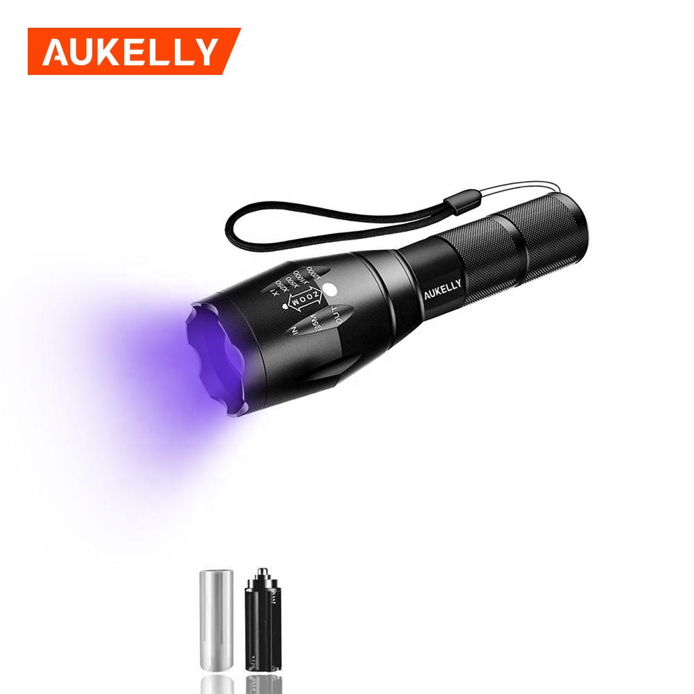 395nm sängdetektor Dubbel användning ficklampa Zoom LED UV-ficklampa H8-UV