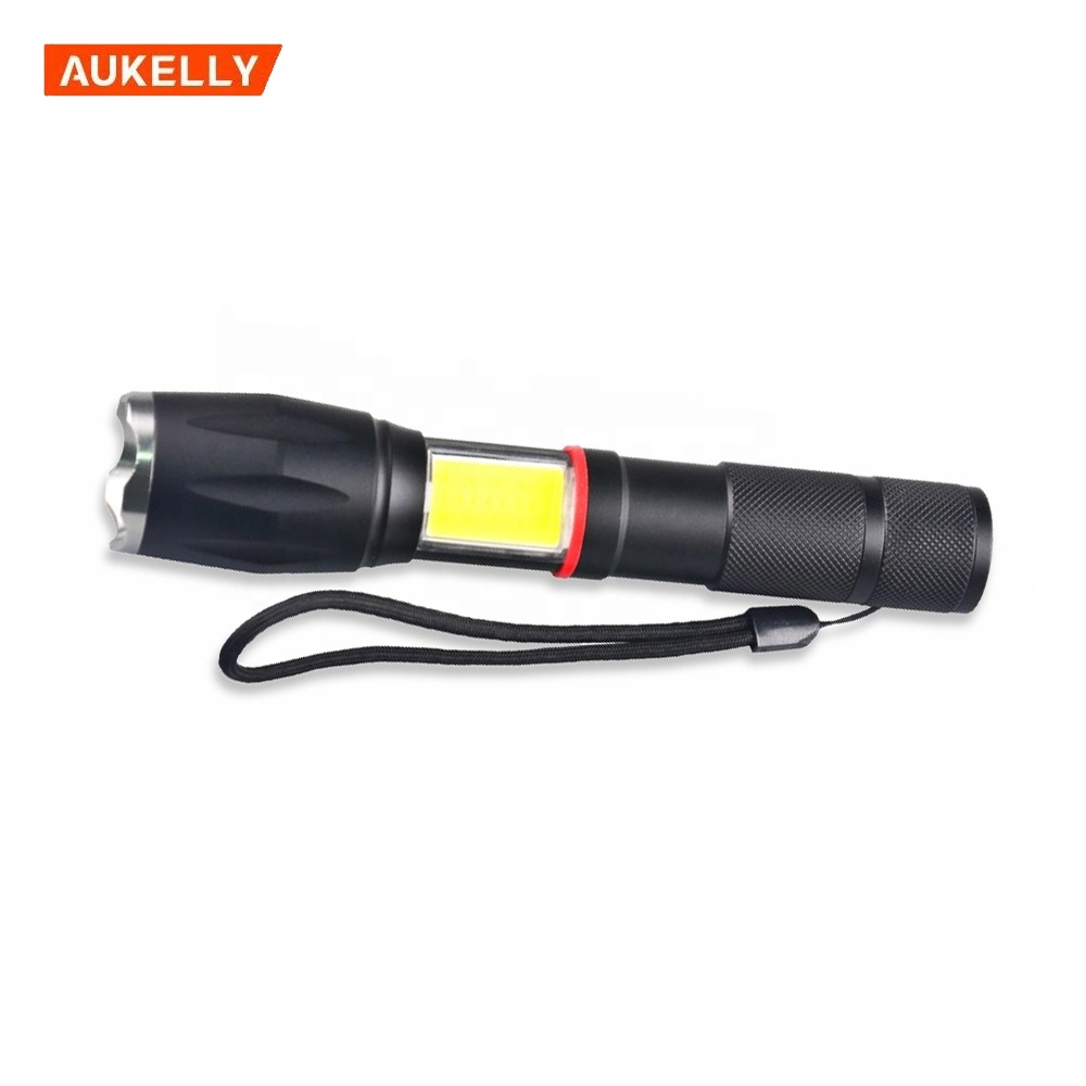 High Power Aluminum Alloy 10W LED Tactical Flashlight Torch With 5W Hidden Led COB flashlight
