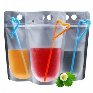Custom Plastic Aluminium Foil 3 Side Seal Stand up Drink Pouches with Round Hole