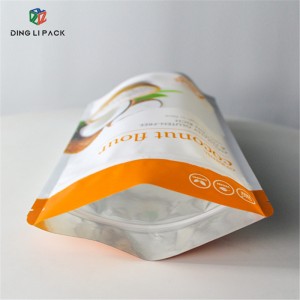 Customized Printed Matte White Stand up Coconut Flour Sugar Powder Packaging Pouch with Ziplock