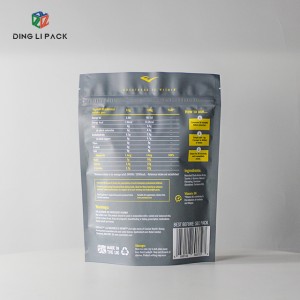 Custom Food Grade Stand Up Zip Lock Pouch Whey Protein Powder Packaging Zipper Bag With Window