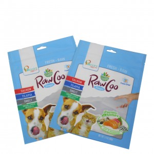Custom Printed Resealable Stand Up Zipper Bag Pet Food Pouch With Euro Hole