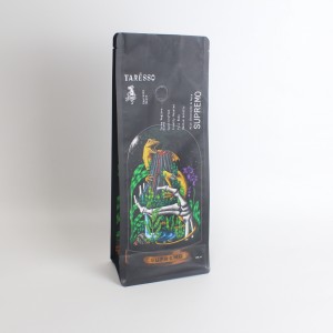 Custom Logo Food Grade Mylar Flat Bottom Bag Stand Up Packaging Pouch with Air Valve For Coffee Bean