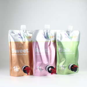 1L Custom Printed Spouted Stand Up Bag Barrel Pouch Liquid Packaging with Spigot