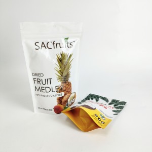 Custom Printed Recyclable Alumiun Foil Mylar Stand up Pouch with Zipper for Coconut Dried Fruit Snack Packaging Bag