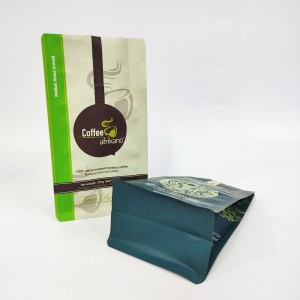 ODM Supplier Square Block Flat Bottom Gusset Coffee Bean Dessert Kraft Paper Bag with Window