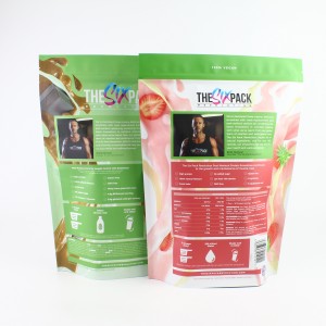 Custom Printed Protein Powder Packaging Stand Up Zipper Pouch Aluminium Foil