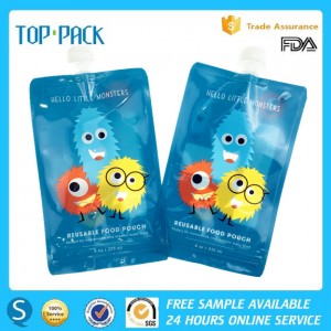 BPA free double zipper ziplock reusable sealable baby food spout packaging pouch