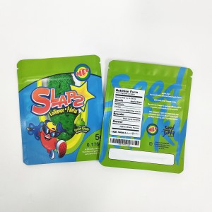 3.5g Child Resistant Mylar Ziplock Custom Printed Aluminum Foil Resealable Stand Up Childproof Bag