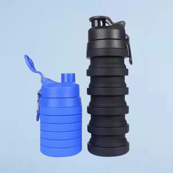 foldable silicone rubber drinking water bottle