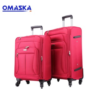 Изготовленный на заказ водонепроницаемый нейлоновый красный дорожный чемодан с 4 колесами на молнии, набор багажа