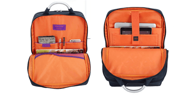 The inner structure of the business backpack is introduced