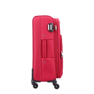 Персонализиран водоустойчив найлонов червен куфар с 4 колелца и цип, комплект багаж