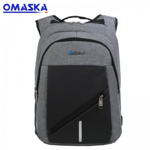 Canton Fair OMASKA Custom big capacity zipper oxford 17 inch grey men school backpack ຖົງໃສ່ແລັບທັອບ