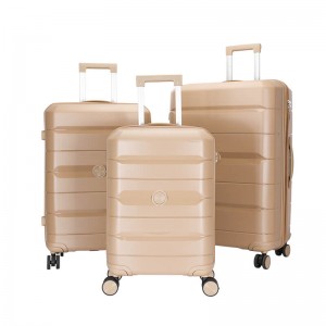 OMASKA PP LUGGAGE 4PCS SET PP MATERIAL ALUMINIUM TROLLEY INBUILT LOCK MATCHING COLOR DOUBLE WHEEL HIGH QUALITY LUGGAGE PP