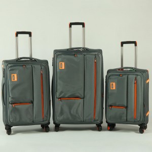 थोक सूटकेस चीन सामान फैक्टरी 20039 3पीसीएस सेट हल्के स्पिनर व्हील नायलॉन सामग्री अनुकूलित लोगो नरम सूटकेस