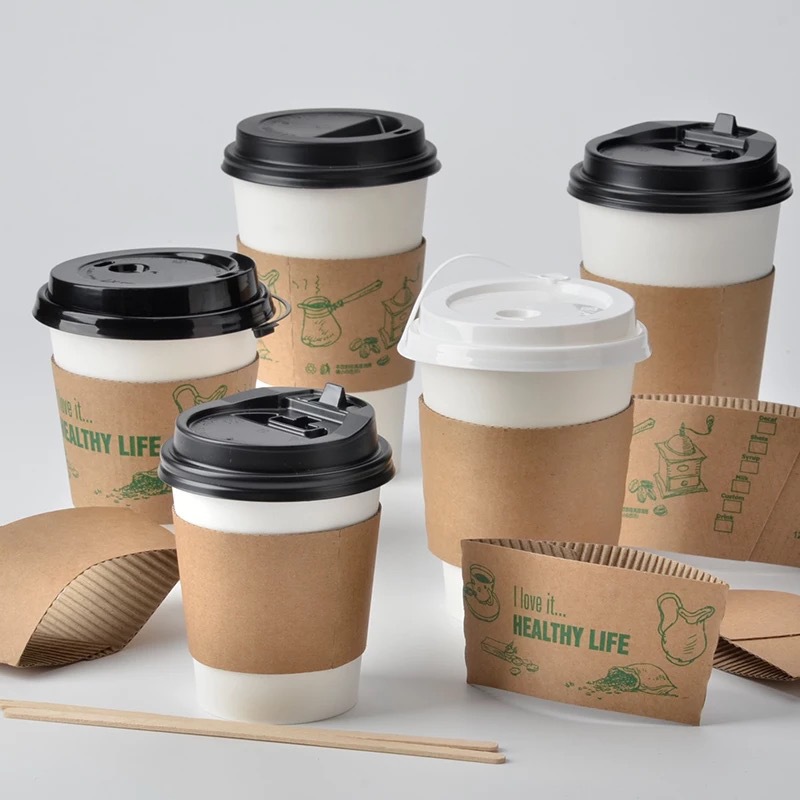 Tasses à café en papier kraft avec couvercle personnalisé