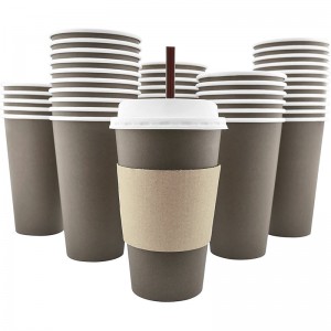 Makapu a Kraft Paper Coffee okhala ndi Lid Custom |Tuobo