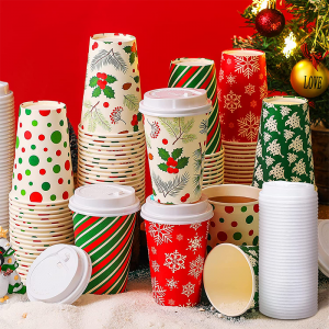 Holiday Paper Coffee Cups Custom Printed Thanksgiving Christmas New Year Cups...