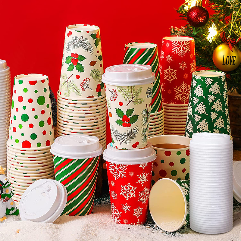 Праздничные бумажные кофейные чашки Напечатанные на заказ рождественские новогодние чашки на День Благодарения |Туобо