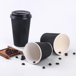 Черни хартиени чаши за кафе по поръчка Хартиени чаши с печат на едро |Туобо
