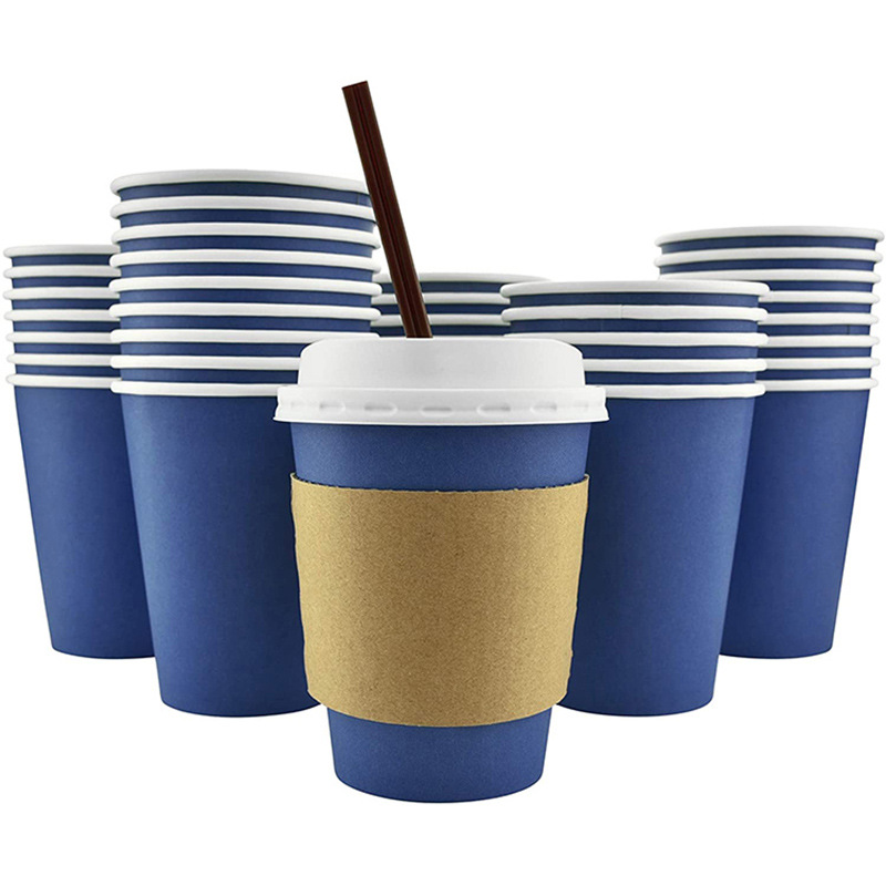 Сини хартиени чаши за кафе по поръчка Хартиени чаши с печат на едро |Представено изображение на Tuobo