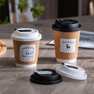 ढक्कन के साथ कस्टम पेपर कॉफ़ी कप - कम MOQ |तुओबो