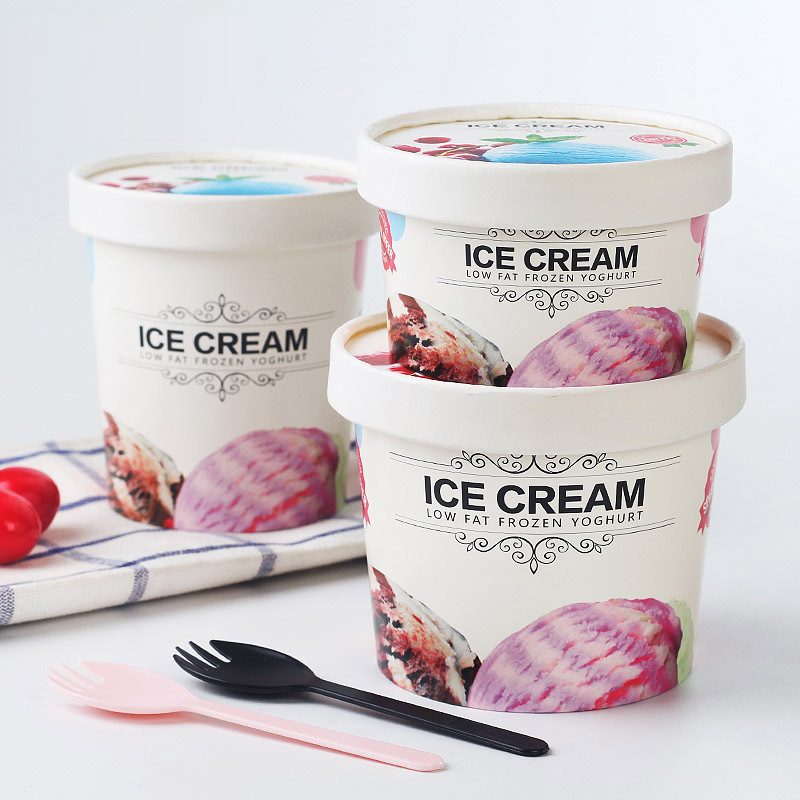 Хартиени чаши за сладолед с капаци по поръчка |Представено изображение на Tuobo