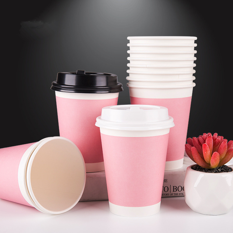 Rožnate papirnate skodelice za kavo, tiskane po meri, veleprodajne |Tuobo
