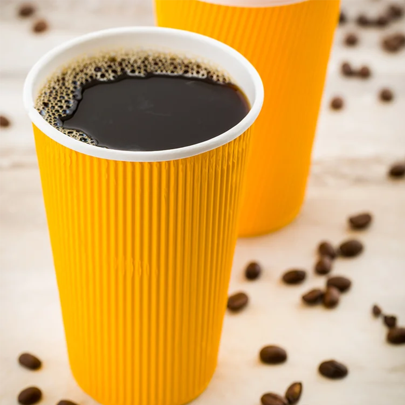 Tasses à café en papier jaune Tasses en papier imprimées personnalisées en gros |Tuobo