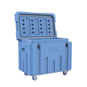 頑丈な大容量 LLDPE の耐久のロジスティック Rotomolded 絶縁されたドライ アイス クーラー ドライ アイスを出荷するための収納ボックス
