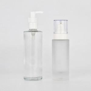 Frosted clear thick bottom glass bottle for lotion and serum