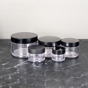 Wholesale 50ml 80ml 100ml 120ml 150ml 200ml 250ml 500ml PET clear cream jars plastic body scrub container with Black lids