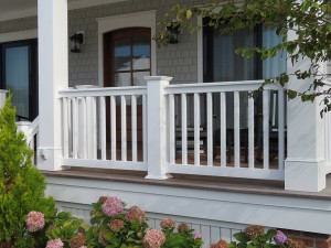 PVC vinylräcke FM-601 med 3-1/2″x3-1/2″ T-skena för veranda, balkong, trädäck, trappa