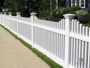 정원, 주택을 위한 계단식 상단 PVC 비닐 말뚝 울타리 FM-406
