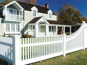Witte PVC vinyl piket hek FM-404 voor achtertuin, tuin, huizen